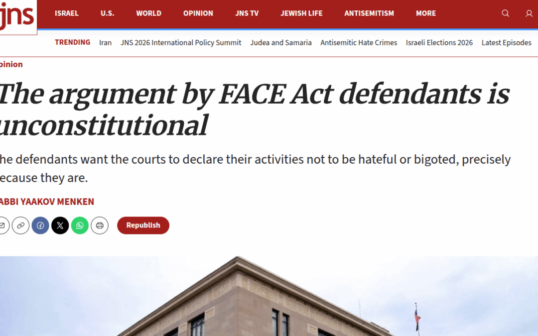 In Court Filings, FACE Act Defendants Plead Antisemitism